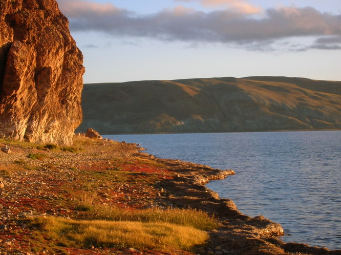 Lake shore. Lake Mansarovar, Tibet.